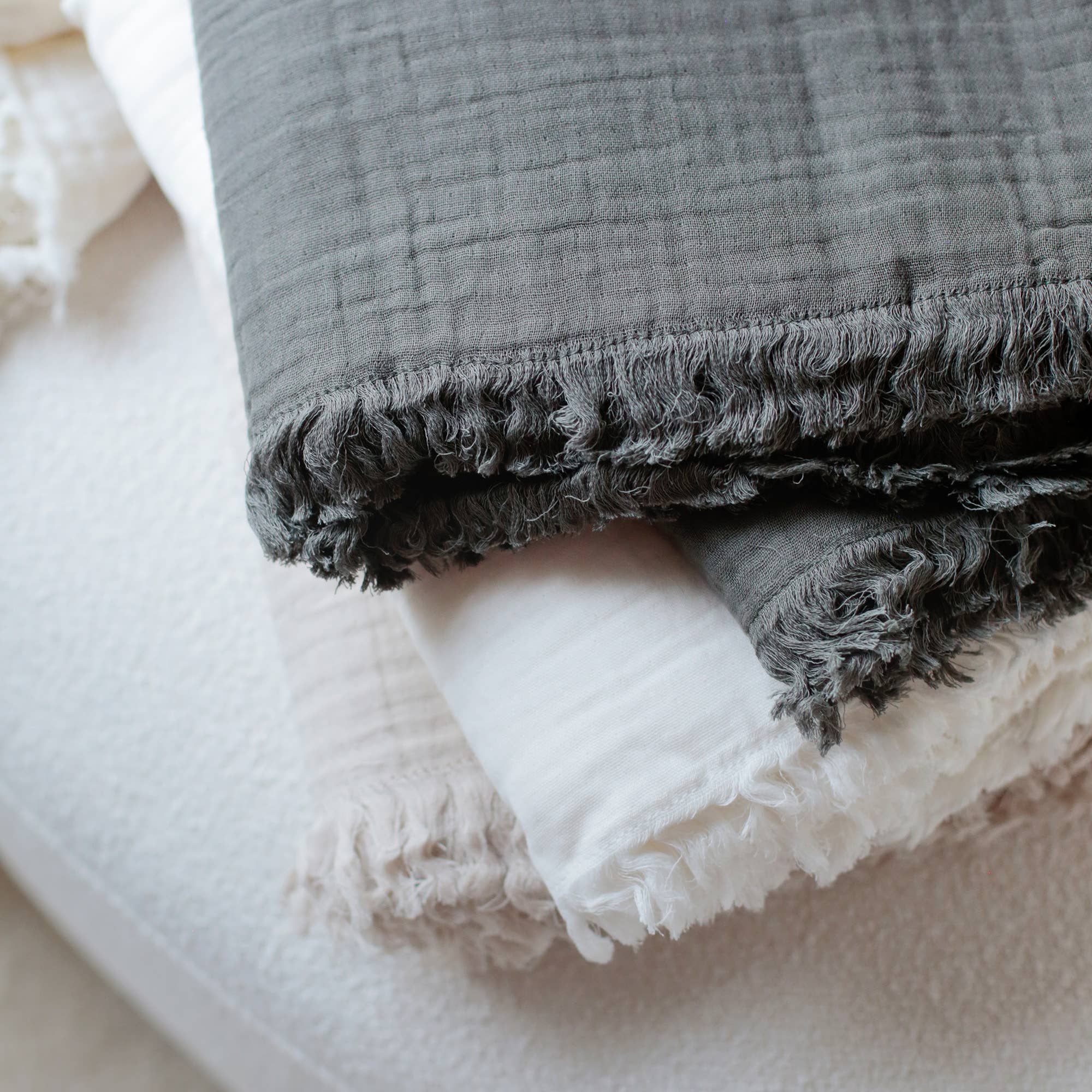 Gauze Throw Blanket: Gray