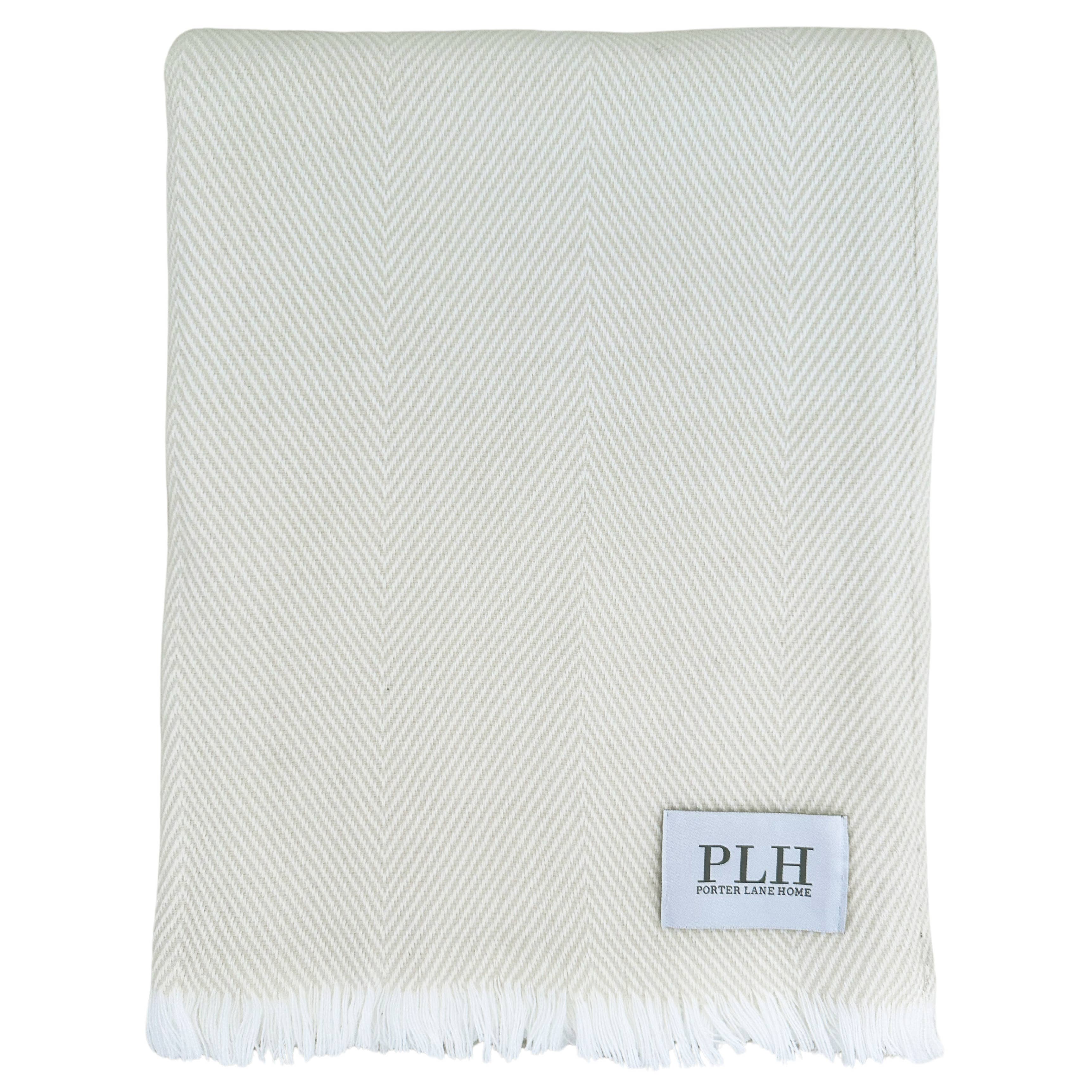 Herringbone Throw Blanket: Cream