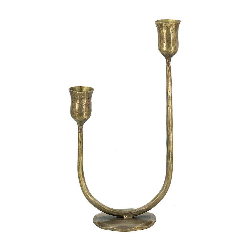 6.3x3.5x11.5" Decorative Iron 2-Light Taper Candle Holder