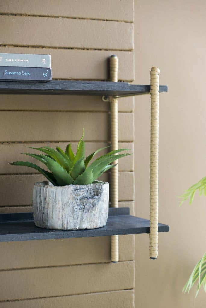 7x7x4" Faux Wood Planter W/Mushroom 6EA/CTN