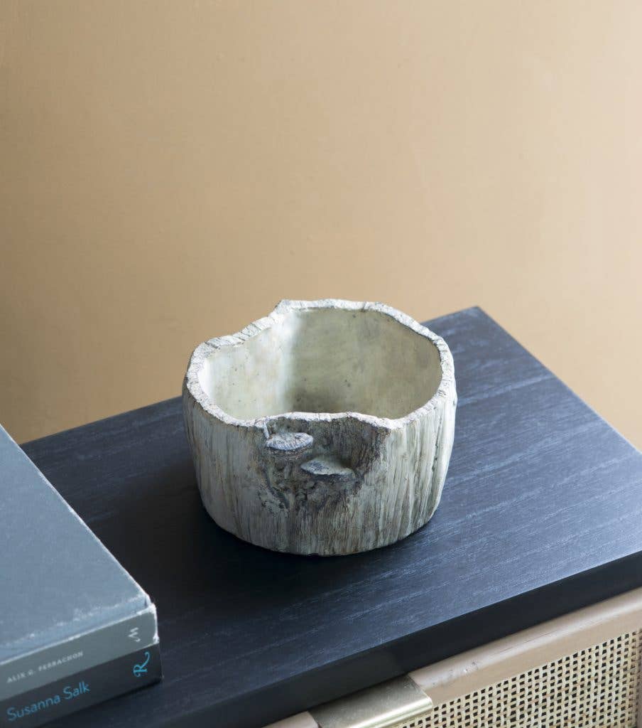 7x7x4" Faux Wood Planter W/Mushroom 6EA/CTN