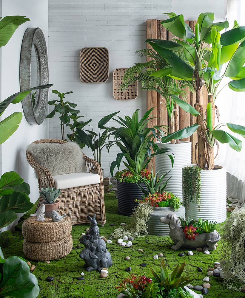18.5X18.5X15" Black Ridged Round Cement Planter