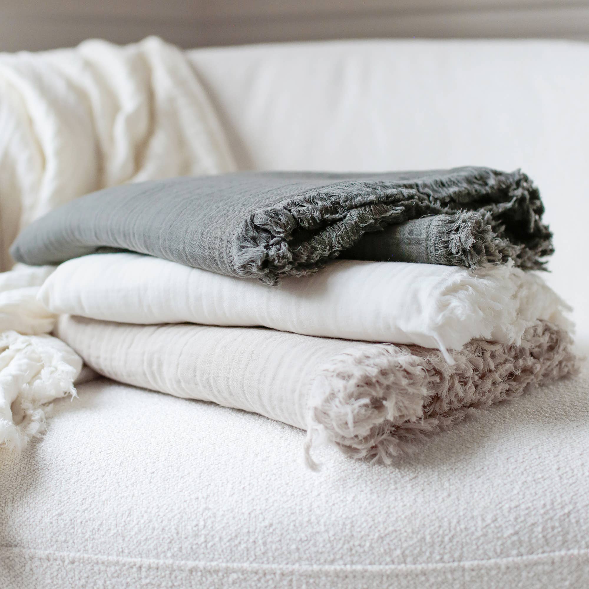 Gauze Throw Blanket: Gray