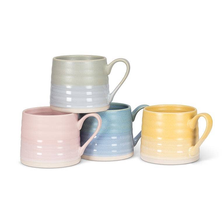 Ridged Mug-Light Pink-3"H(14oz)