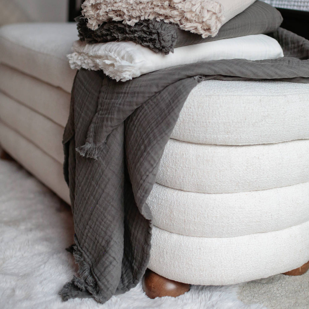 Gauze Throw Blanket: Gray