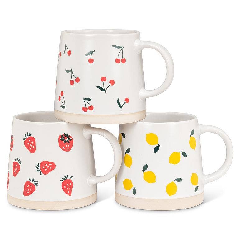 Wide Base Mug with Cherries-3.5"H(14oz)