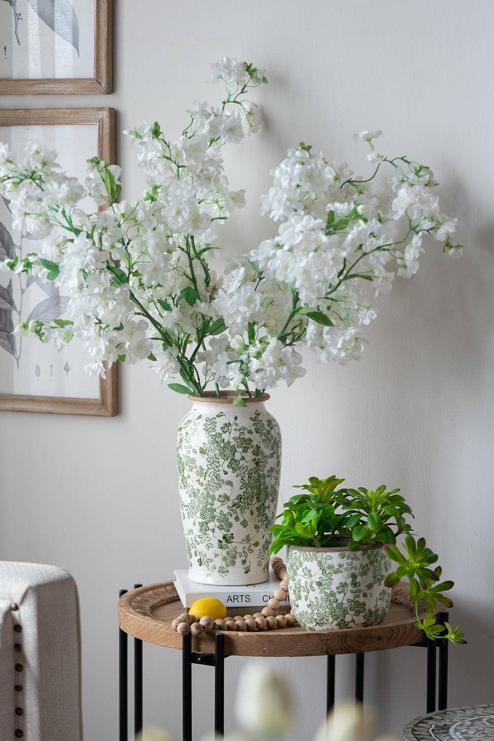 D6x5" Sage Blossom Ceramic Planter