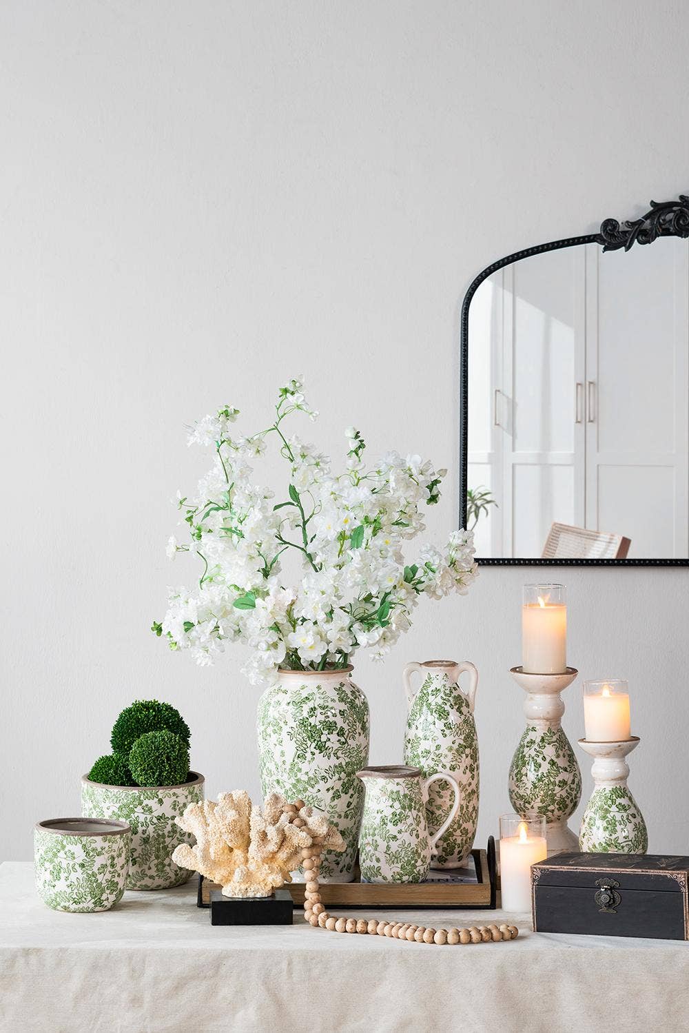 D6x5" Sage Blossom Ceramic Planter