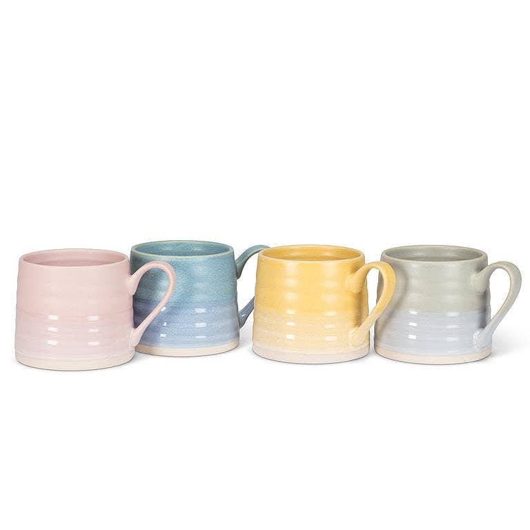 Ridged Mug-Light Pink-3"H(14oz)