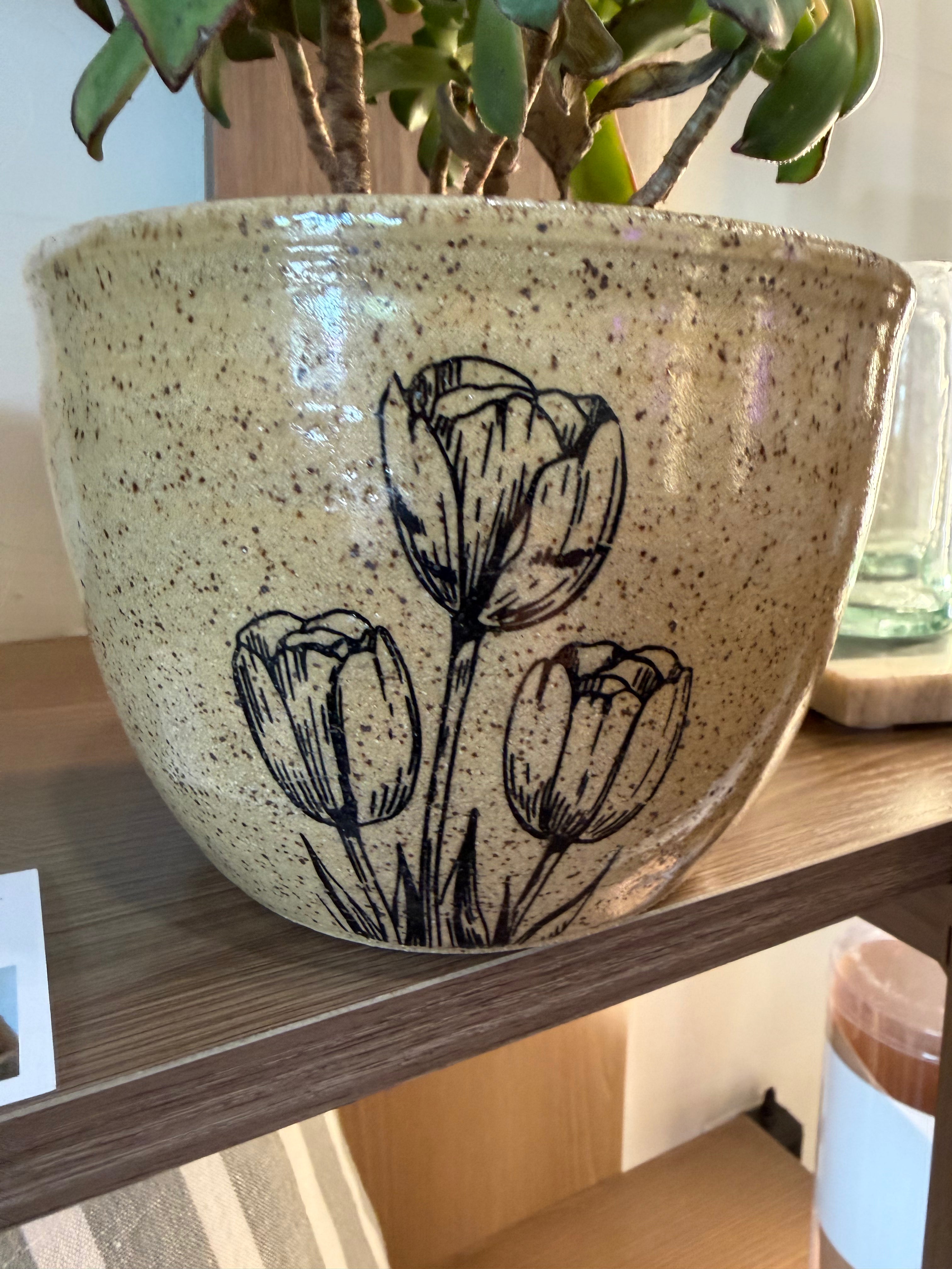 Planter with Tulip Print