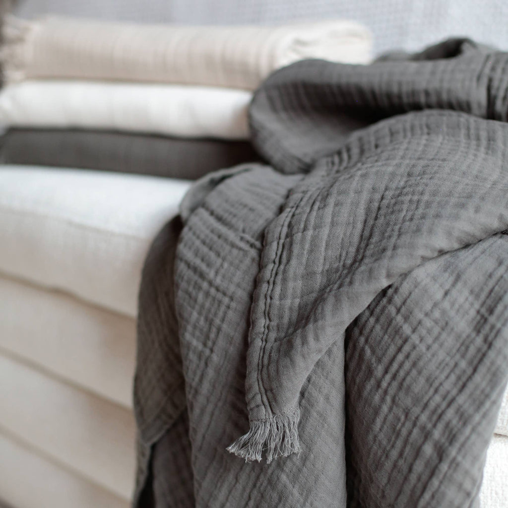 Gauze Throw Blanket: Ivory