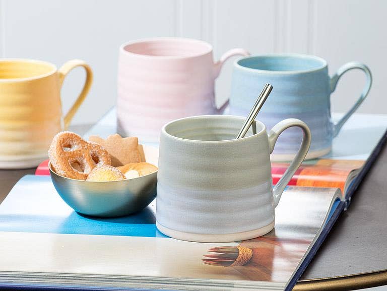 Ridged Mug-Light Pink-3"H(14oz)