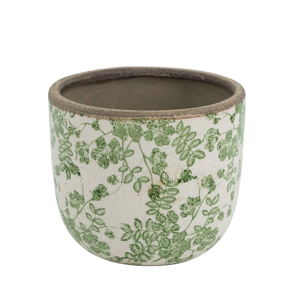 D6x5" Sage Blossom Ceramic Planter