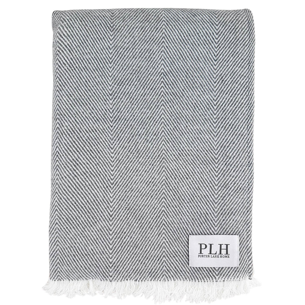 Herringbone Throw Blanket: Gray