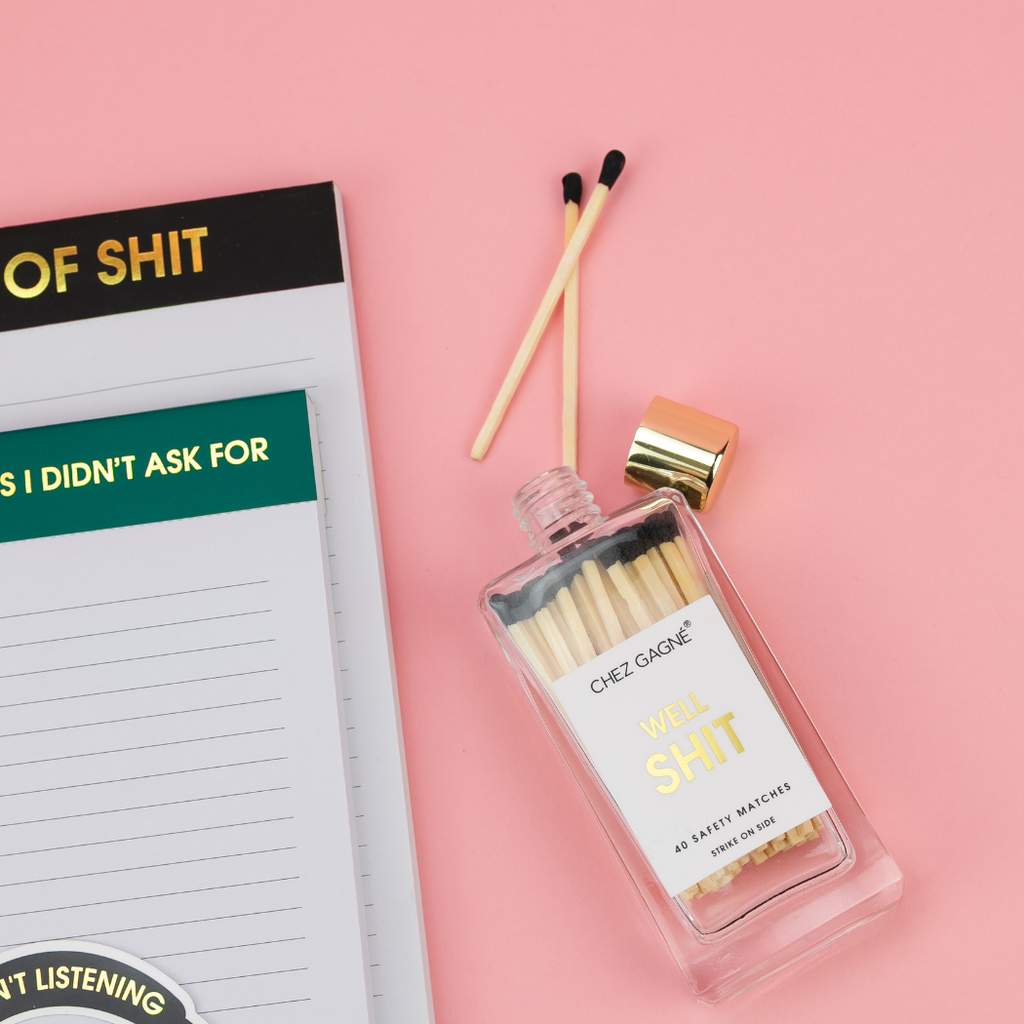 Well, Shit - Glass Bottle Matches, Black Tips, Funny Gift