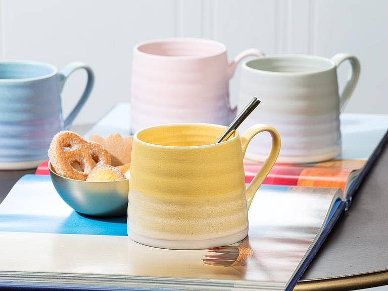 Ridged Mug-Light Pink-3"H(14oz)