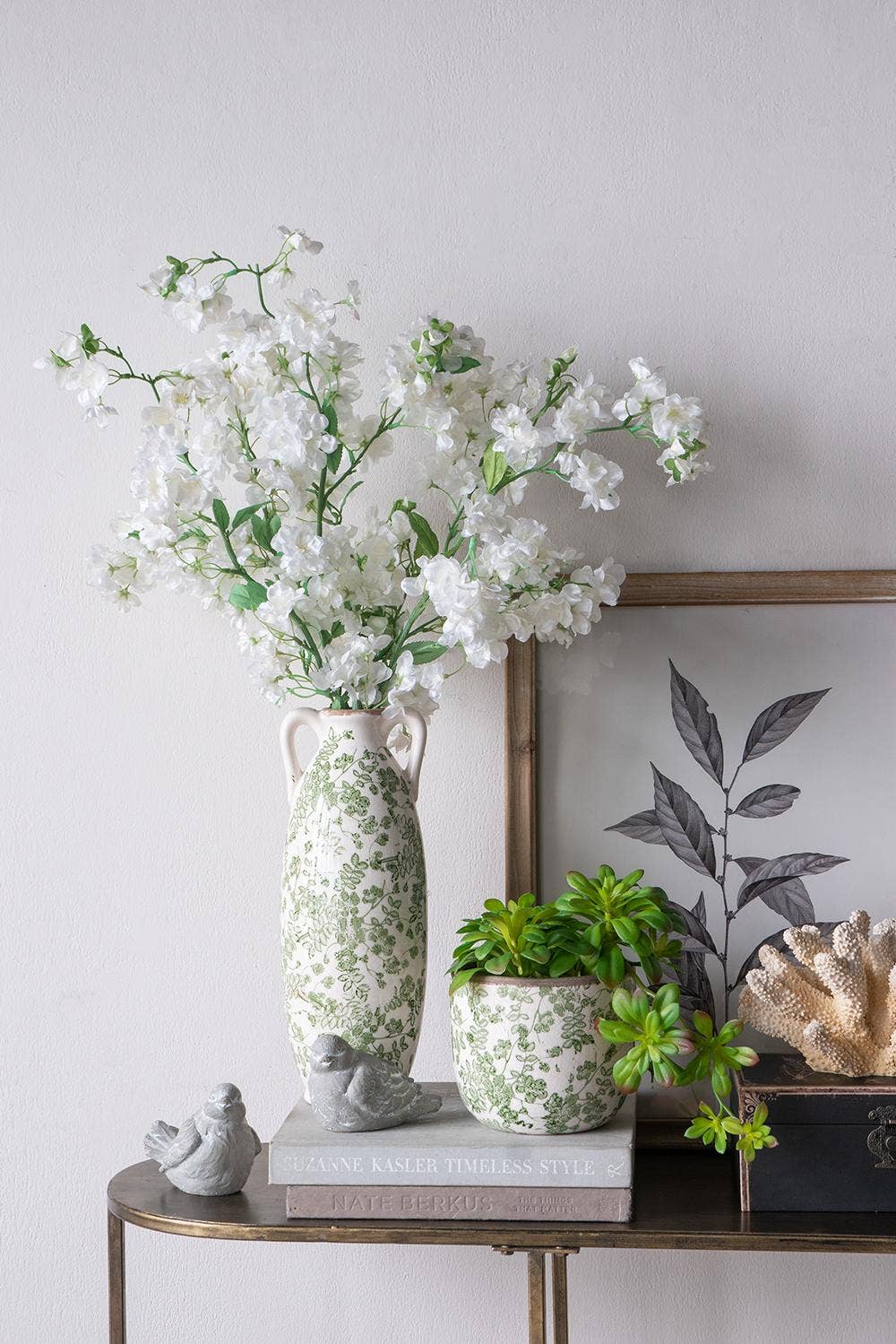 D6x5" Sage Blossom Ceramic Planter